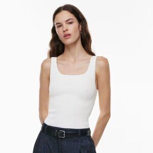 Babaton Tank Top Sculpt Knit Squareneck Ribbed Artizia white